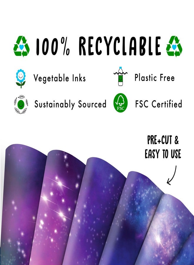 CENTRAL 23 Space Wrapping Paper - 6 Sheets of Gift Wrap and Tags - Blue Purple Galaxy - Dreamy - Fun Birthday Wrapping Paper for Men Women Adult Kids Boys Girls - Recyclable - Image 3